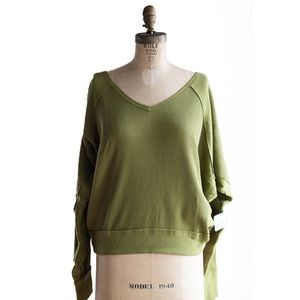 NWT Free People Santa Clara Thermal Sweater Top in Ferngully Sz Small